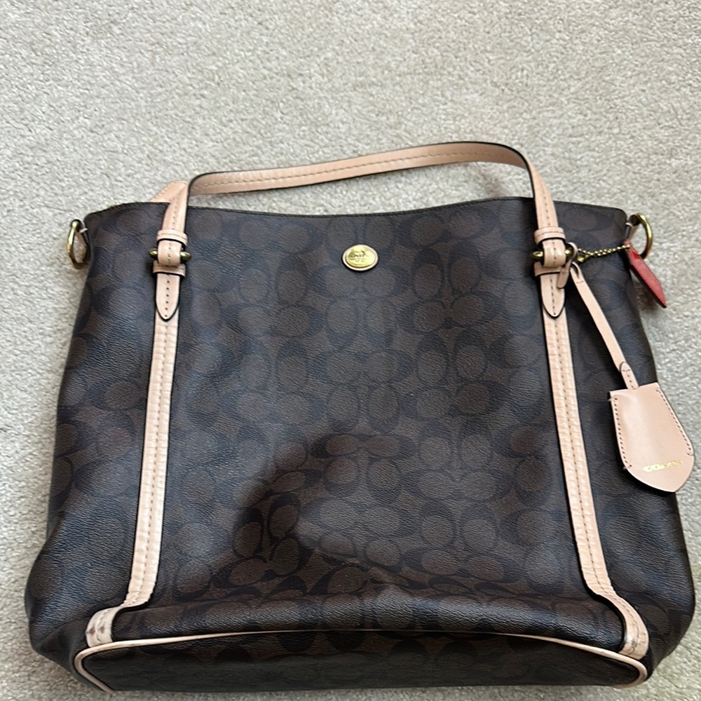 Coach Brown and Tan Shoulder Bag with Classic Design